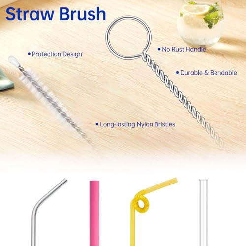 3 Pack Water Bottle Cleaner Brush Set - Silicone & Straw Brushes