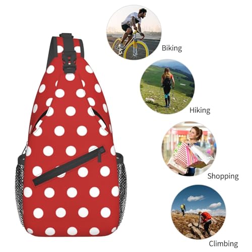 QISENTIS Red White Polka Dot Crossbody Sling Bag for Women & Men