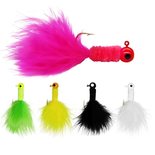 INFISHCEO 50Pcs Feather Jig Hooks Kit 1/16oz 1/32oz 3.5g Fishing Lures