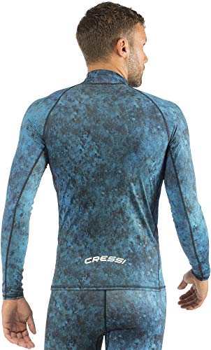 Camouflage Rash Guard for Scuba Diving & Spearfishing - Large Camo Blue