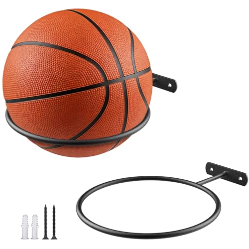Wall-Mounted Ball Holder Rack - 2 Pack, 6 Inch - Black