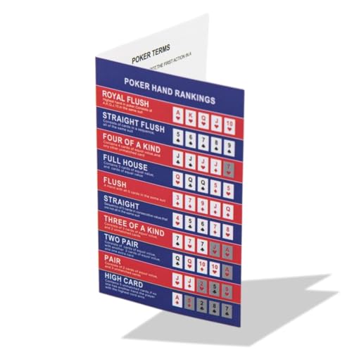 Texas Hold 'Em Poker Hand Ranking Reference Guide - 10-Pack Cheat Sheets