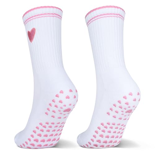 Non-Slip Pilates Socks for Yoga & Barre - Pink, US Sizes 5-11