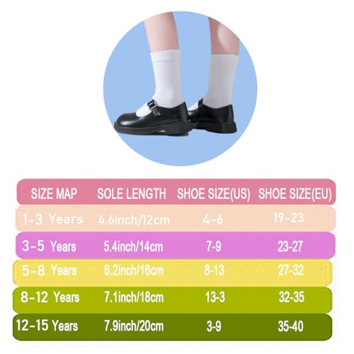 Boys Seamless Crew Socks - School Dressy Socks 3 Pack, 8-12 Years, White