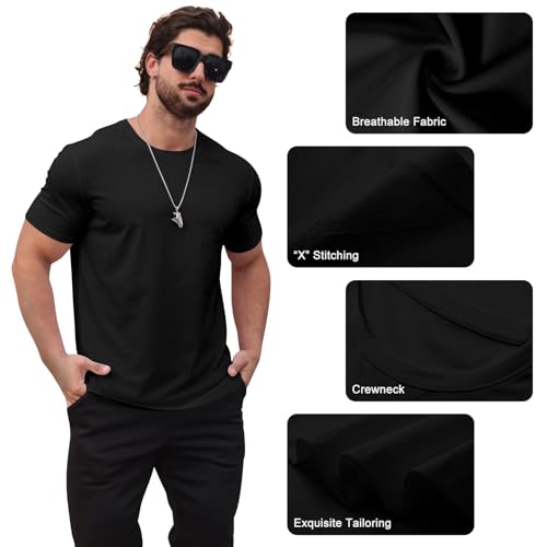 Men's Casual Longline Crewneck T-Shirt - Cotton Blend Tee