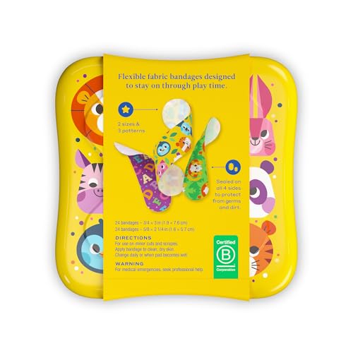 Flexible Fabric Bandages - Assorted Zoo Animal Patterns - 48 Count