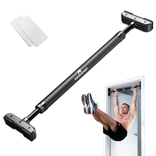 Door Pull Up Bar - 69-92 cm Non-Screw Design - Black