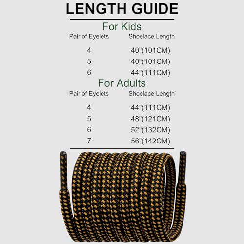 Replacement Shoe Laces for Merrell - Black & Yellow Combo, 44 Inch