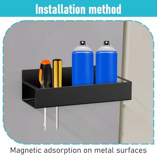 6 Pcs Magnetic Spray Can Holder, Magnet Toolbox Holder, Wall Mounted Spray Bottle Rack, Mechanic Paint Can Organizer, Tool Box Storage Rack for Garage Home Workspace (Black)