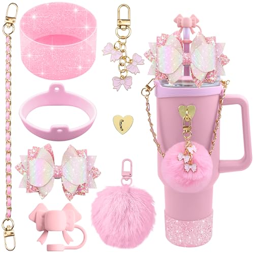 Bling Bow Tumbler Accessories Set for Stanley Cup - A1 Pink