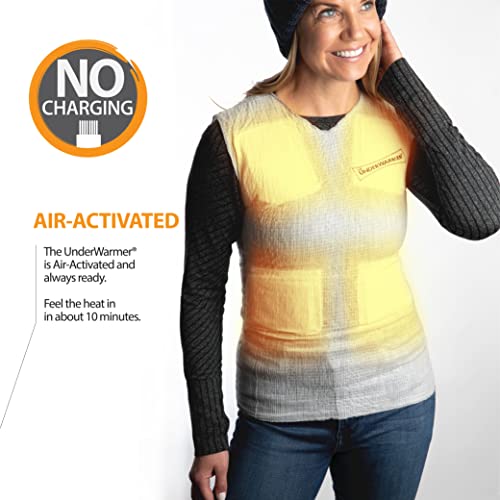 Medium White Heated Vest Shirt with 8 Heat Packs - Compression Body Warmer