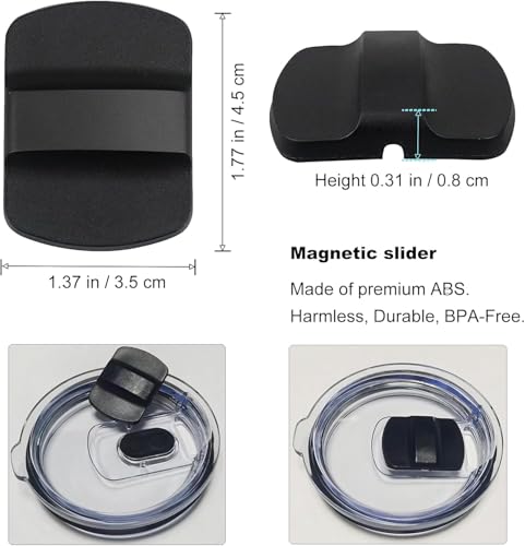 Magnetic Slider Replacement for Drink Tumbler Lids, 2-Pack Black