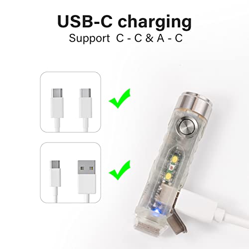 RovyVon A5 G4 Keychain Flashlight 650 Lumens 9 Modes Outdoor Mini EDC Rechargeable High Lumen Multi-Functional Flashlights, with Reading Light and Red-Light