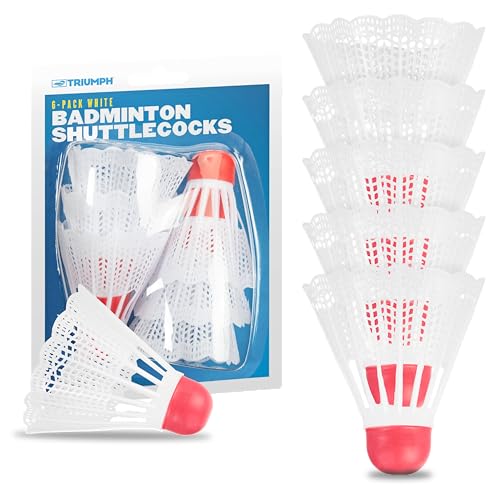 Badminton Shuttlecocks 6 Pack – Durable White Nylon Birdies