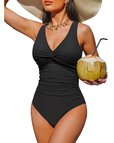 Women's Tummy Control One Piece Swimsuit with Adjustable Straps