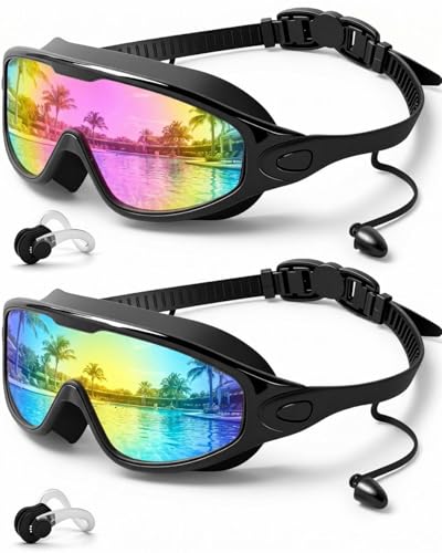 Swim Goggles 2 Pack - Wide View Anti-Fog & UV Protection
