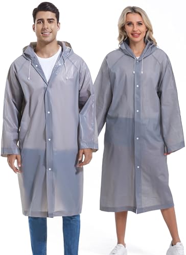 Reusable Rain Ponchos for Adults - 2PCS A-Grey