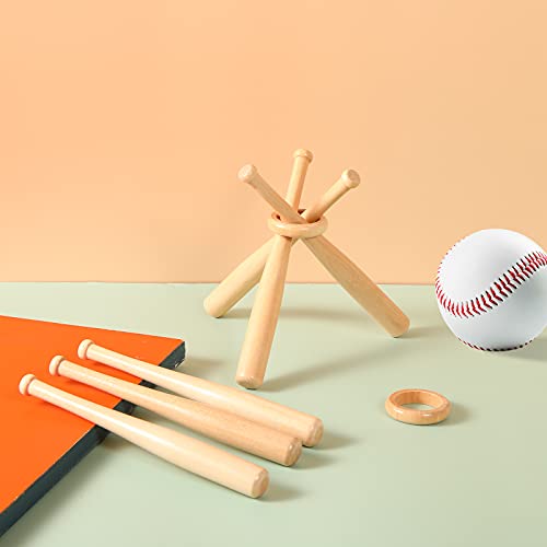 Wooden Baseball Display Stand with 3 Mini Bats