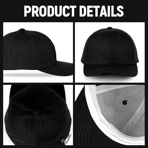Classic Cotton Baseball Cap - Adjustable Dad Hat - Black