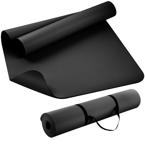 Extra Thick NBR Yoga Mat - Non-Slip, Cushioned, 72"x24"x10mm - Black