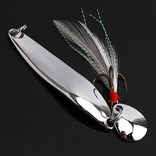Fishing Spoons Lures Kit - 5 Metal Spinner Baits with Treble Hooks