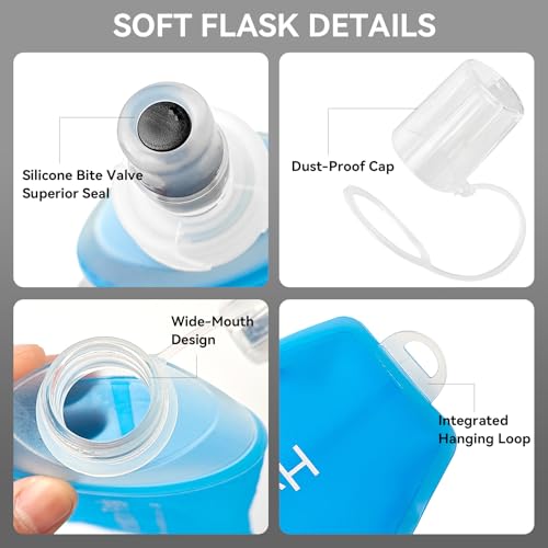 250ml Soft Flask Water Bottle - Blue for Running & Hiking
