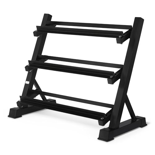 3-Tier Adjustable Dumbbell Weight Rack - Sturdy Steel Stand