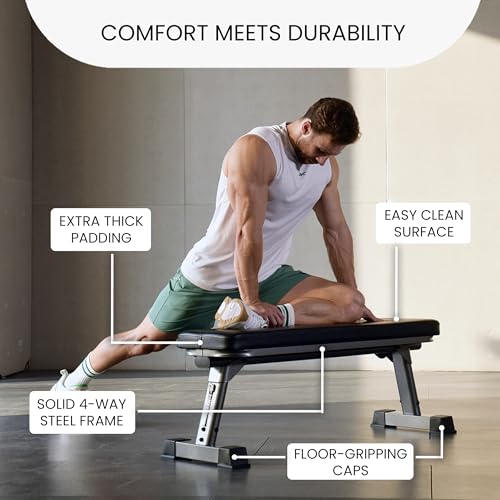 Foldable Flat Weight Bench - 1,000 lb Capacity for Home Gym