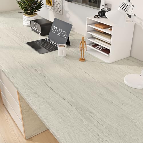 Livelynine Neutral Wood Contact Paper for Countertops Waterproof Desk Wallpaper Peel and Stick Counter Top Covers Self Adhesive Off White Desk Cover Light Wood Vinyl Wrap for Kitchen Cabinet 15.8x78.8