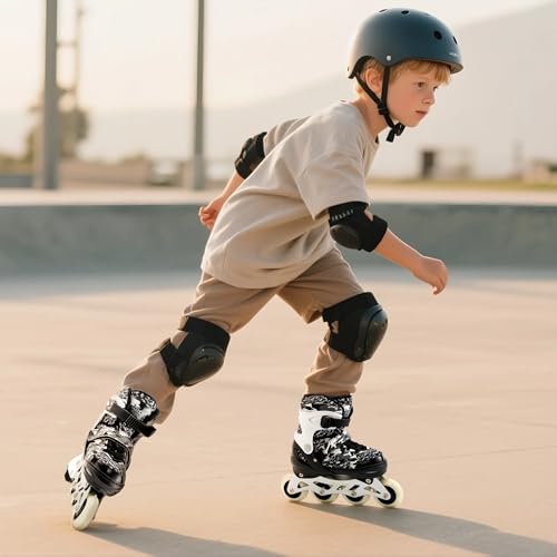 Boys Adjustable Inline Skates with Light Up Wheels - Large Black