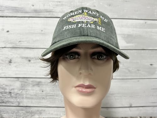 Women Want Me Embroidered Dad Hat - Washed Army Green, Adjustable Cap