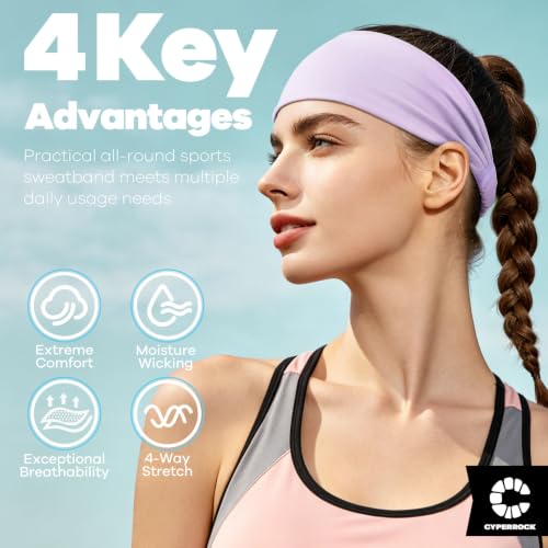 Moisture-Wicking Wide Headband for Sports & Workouts - Black
