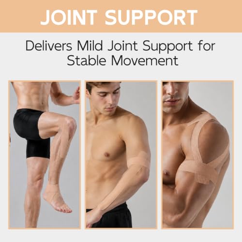 Kinesiology Tape - Waterproof Elastic Muscle Support Tape, Beige, 2 in x 16.4 ft