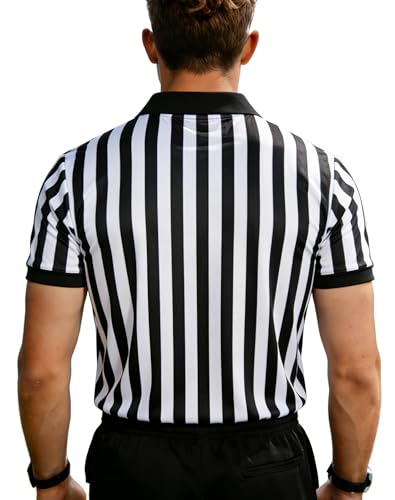 Premium Referee Shirt - Men's & Women's Zipper Jersey - Black & White - X-Large