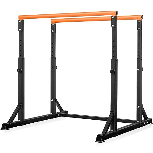 Heavy Duty Dip Station - Adjustable Parallel Bars, 800lbs Capacity, 7 Height Levels - Orange