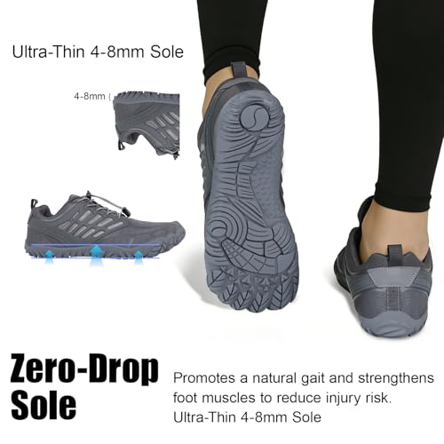 MeXYZ Barefoot Shoes Men Wide Toe Box Zero Drop Minimalist Training Shoes (11.5, Dark Grey)