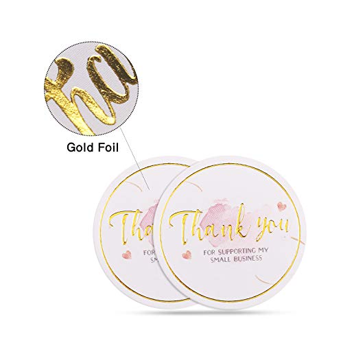 Thank You Stickers - 504pcs 1.5" Gold Foil Labels - Blush Pink Pattern1