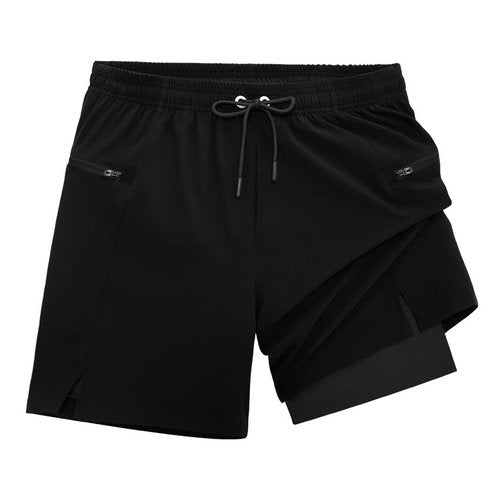 veepro Mens Gym Shorts 2 in 1 Workout Running Shorts 7 inch Quick Dry Lightweight Athletic Shorts with Compression Liner Zip Pocket Ultra Black L