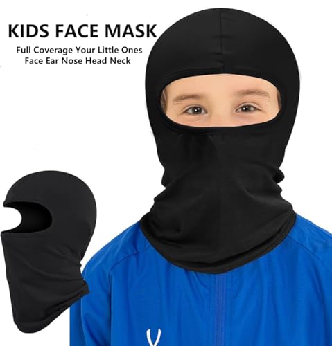 Kids Lightweight Balaclava Face Mask - Sun Protection - Black