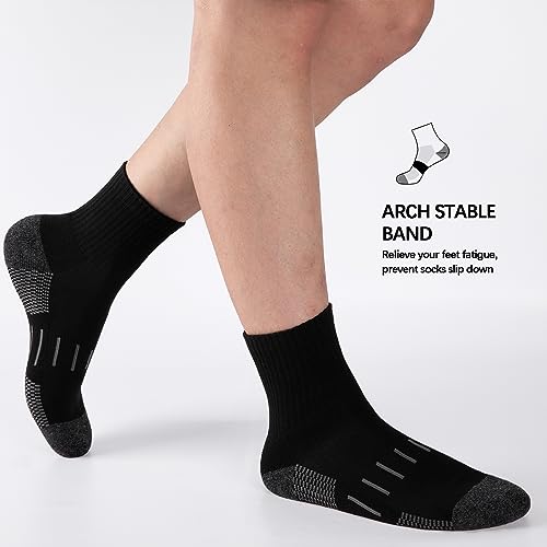 Heatuff Men's Ankle Athletic Socks 8 Pairs Black One Size Moisture Wicking Sports & Running Socks