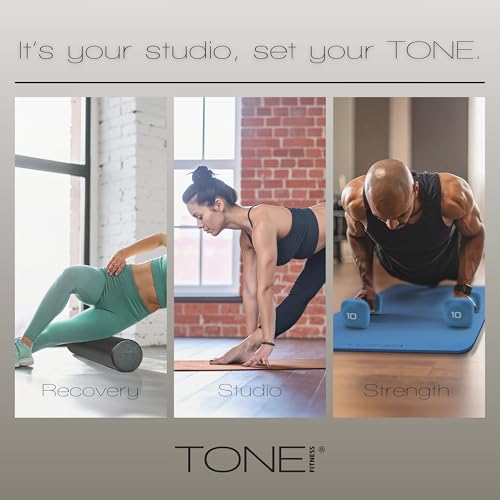 Tone Fitness 50 LB Neoprene Dumbbell Set with Storage Rack – Non-Slip, Anti-Roll Hand Weights for Home Gym Workouts - Mixed Colors | Purple, Blue and Black