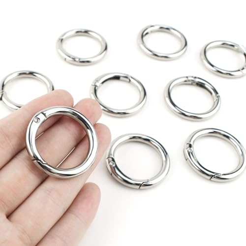 10 Pack Round Spring O Rings - Metal Carabiner Snap Hooks for Handbags