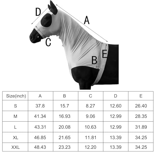 LEAFOREST Horse Slinky Hood with Zipper - Black Large Stretch Mane Cover