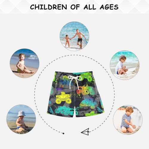 Boys Toddler Swim Trunks 3T Monster Truck Car - Mesh-Lined Beach Shorts