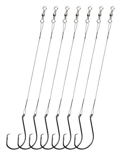 30 Pcs Pre-Rigged Fishing Hooks with Steel Wire Leader - 1/0