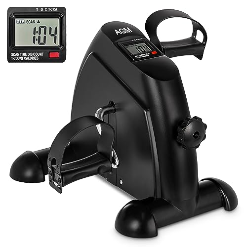 Mini Exercise Bike - AGM Under Desk Pedal Exerciser with LCD Screen - Black