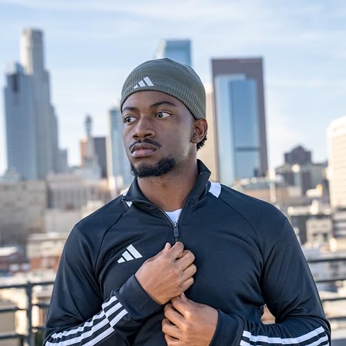 adidas Men's Premium Skully Beanie Olive Strata Green/Black/Carbon Grey One Size