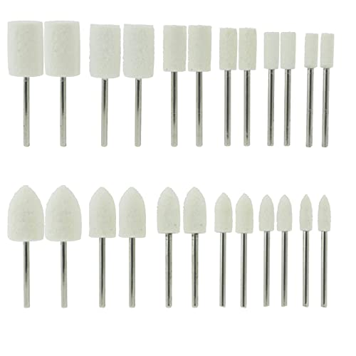 Luo ke 24 Pcs Wool Felt Polishing Bits - 3/32'' Shank Wool Felt Buffing Polishing Kits for Rotary Tools Includes Dremel