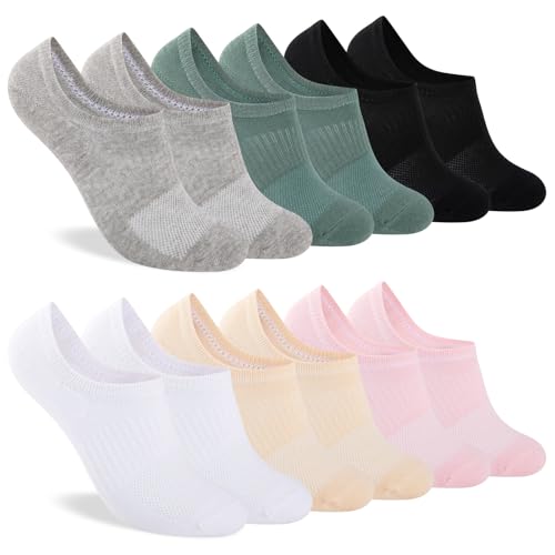 No Show Socks for Women - Thin Cotton Invisible Low Cut, 6 Pairs Multicolor