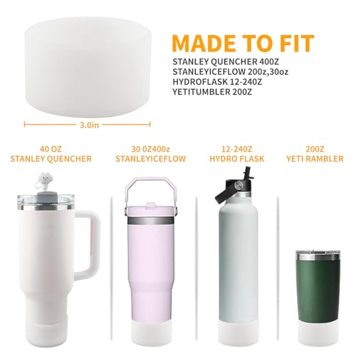 Stanley Cup Accessories Set for 40 oz Tumbler - White Silicone Boot & Straw Cover
